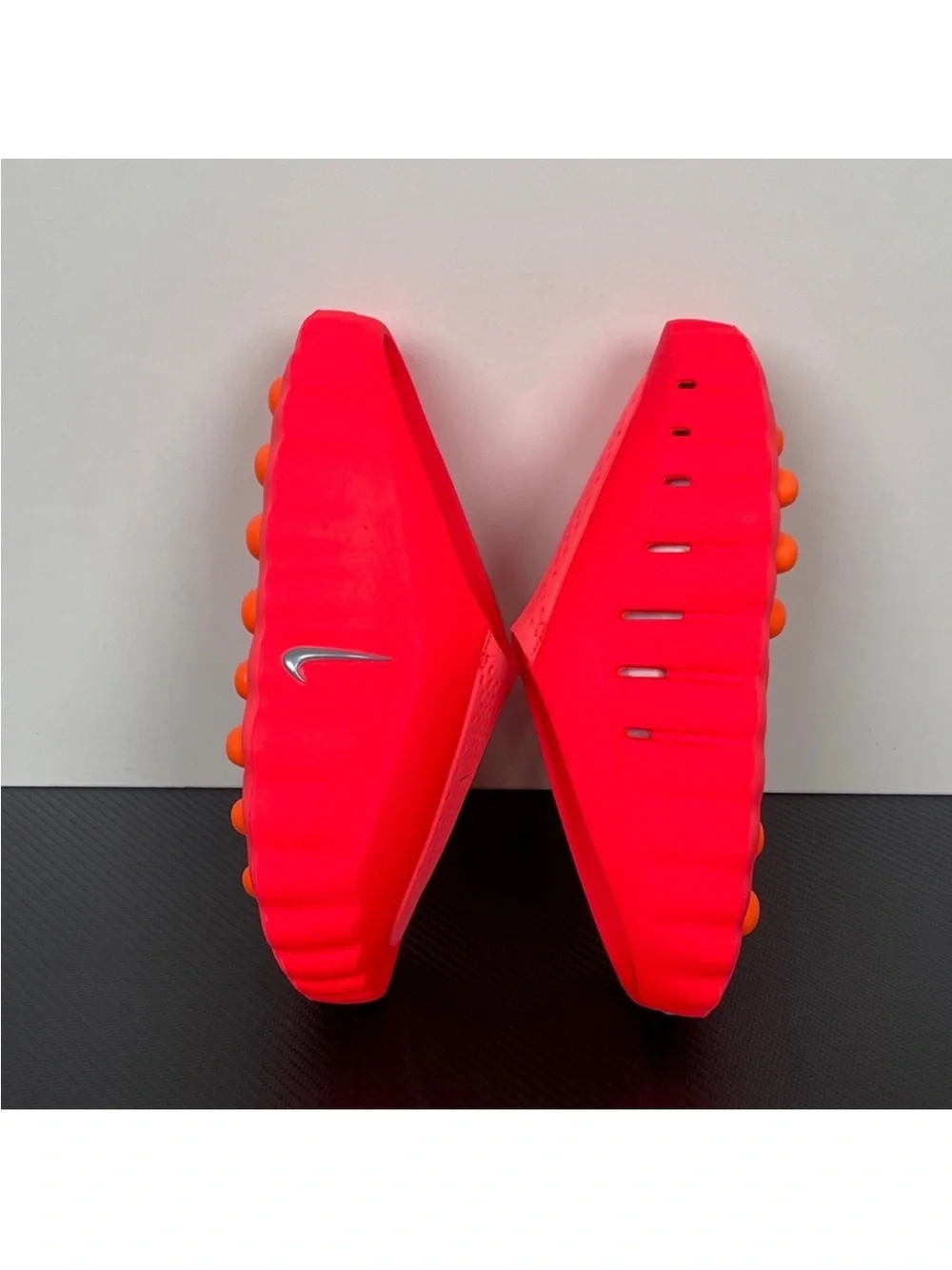 Nike Kids Bright Red Slip-On Clog with Orange Studded Outsole
